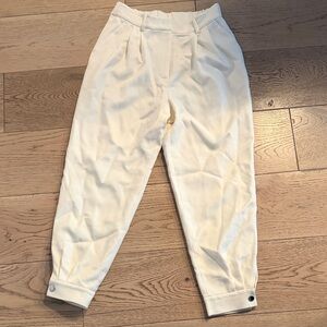 Lilysilk Elizabeth Stewart Cream Pleated Jogger Trousers Size 4